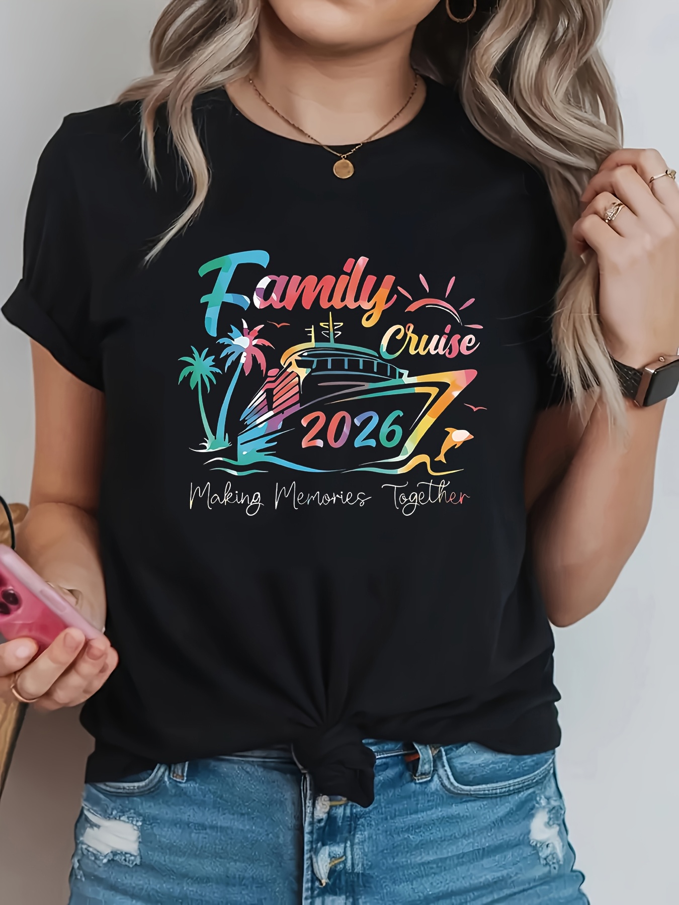 Family Tree Print - Plus Size Dames Casual T-shirt met