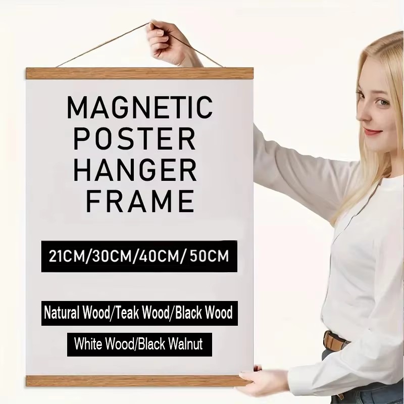 Engraved Wood Frame - 21 30 40 50cm Magnetische Posterhanger