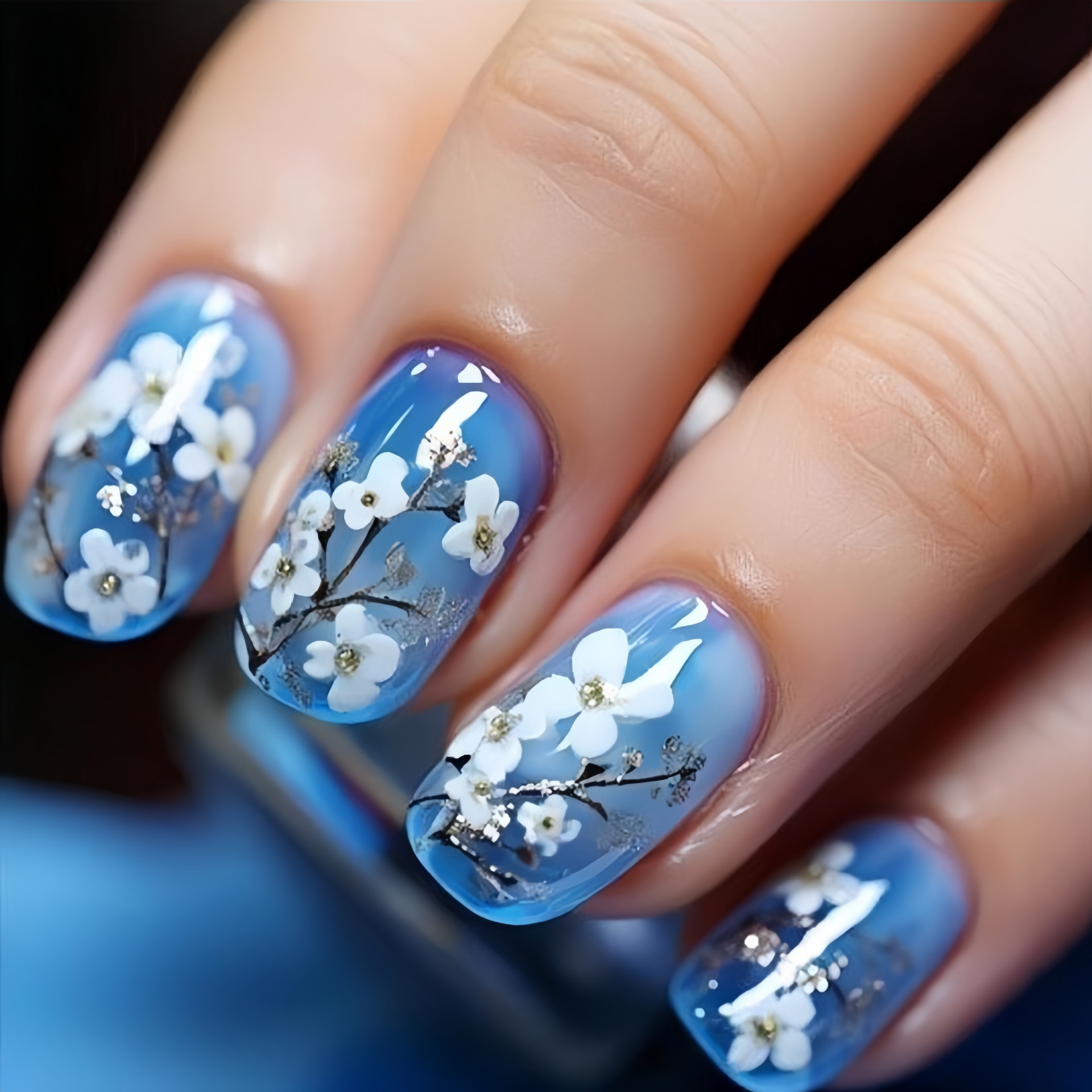 Pressed Flower Art - Medium nepnagels voor dames meisjes Lente