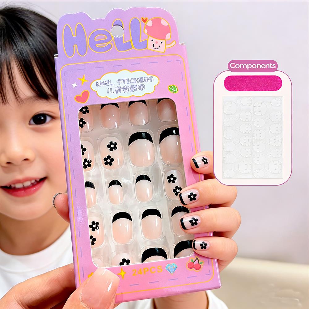 Pressed Flower Art - 24 stuks/doos Cartoon Kinderen Opdruk Nagels