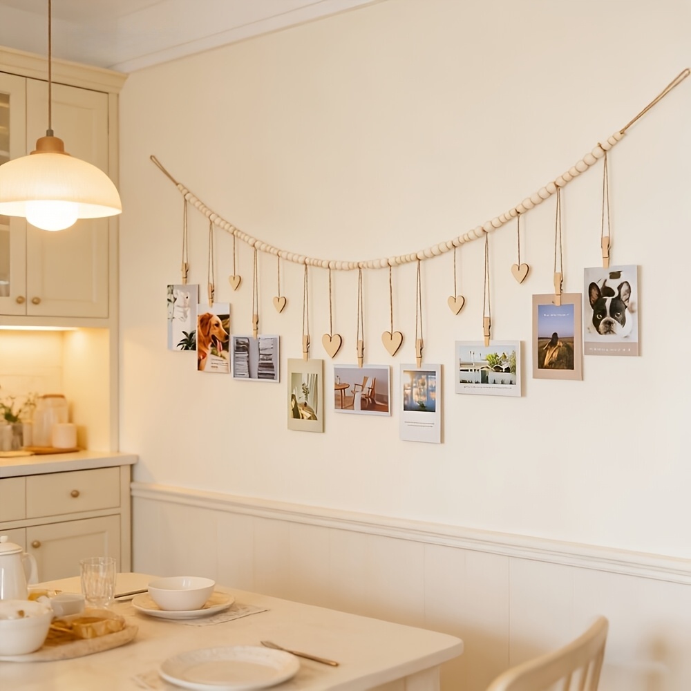 Engraved Wood Frame - Hangende fotodisplay wanddecoratie - Rustieke Boho