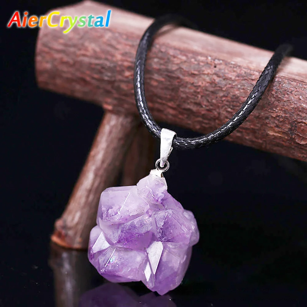 Birth Flower Necklace - Natuurlijke Uruguay Amethist Ruwe Stenen Hanger