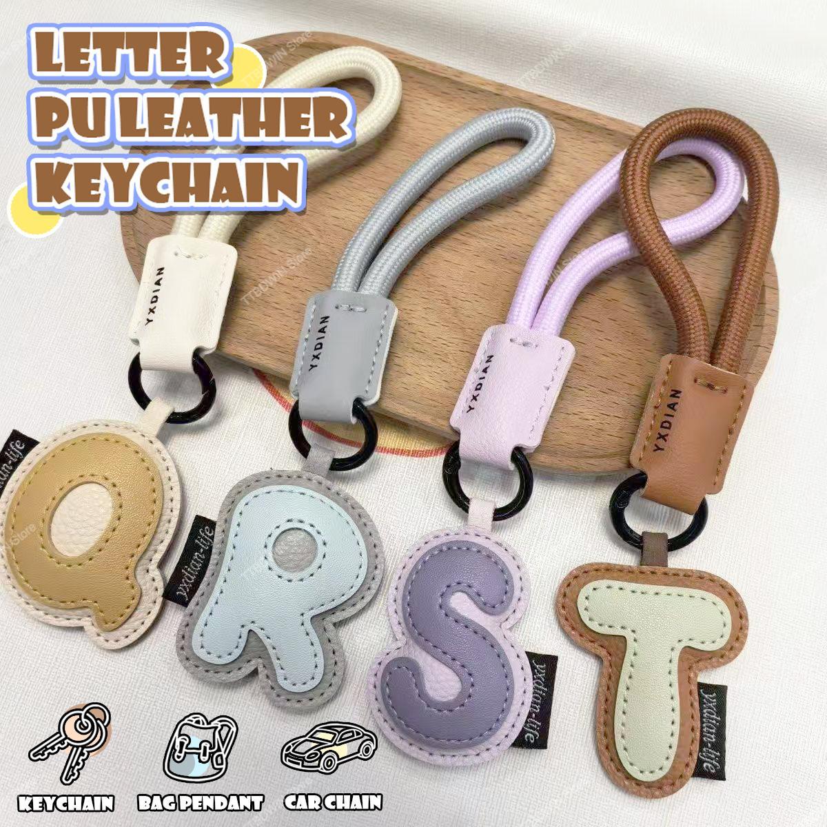 Monogram Keychain Leather - 26 alfabet PU lederen sleutelhanger mode