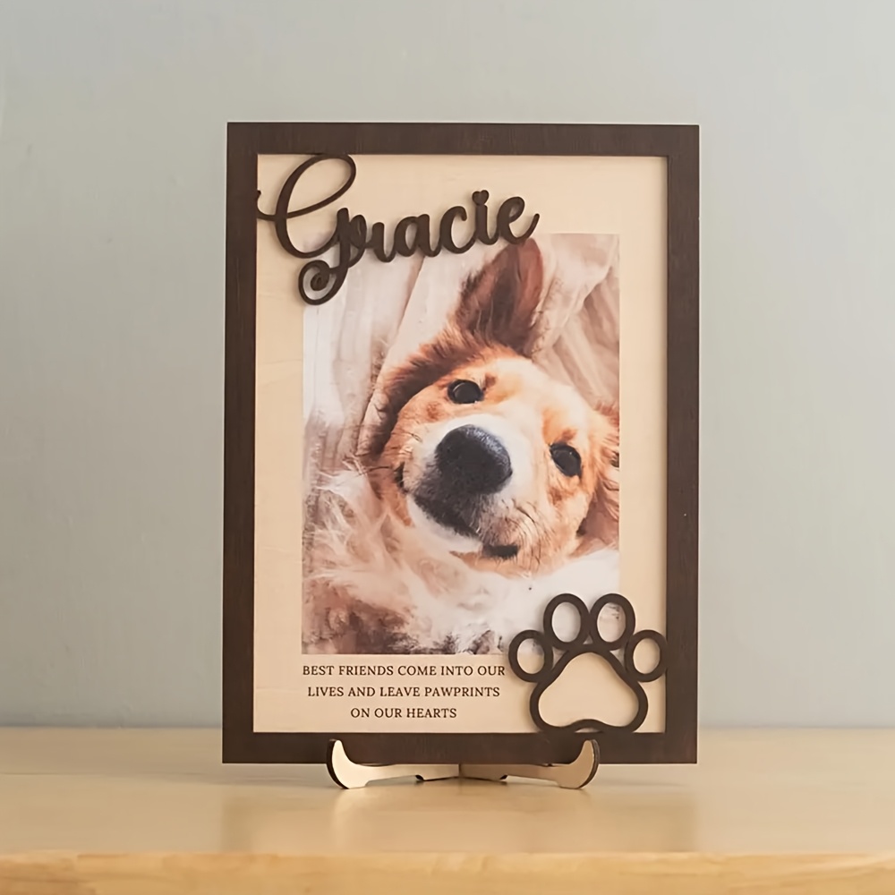 Engraved Wood Frame - Aanpasbare gepersonaliseerde houten fotolijst voor huisdieren