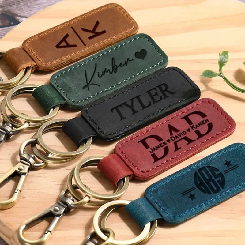 Initial Ring Custom - Laser aangepast logo lederen sleutelhanger graveren