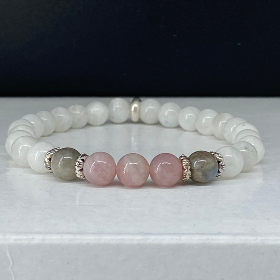 Coordinates Bracelet - Nieuwe maansteen, labradoriet en rozenkwarts armband