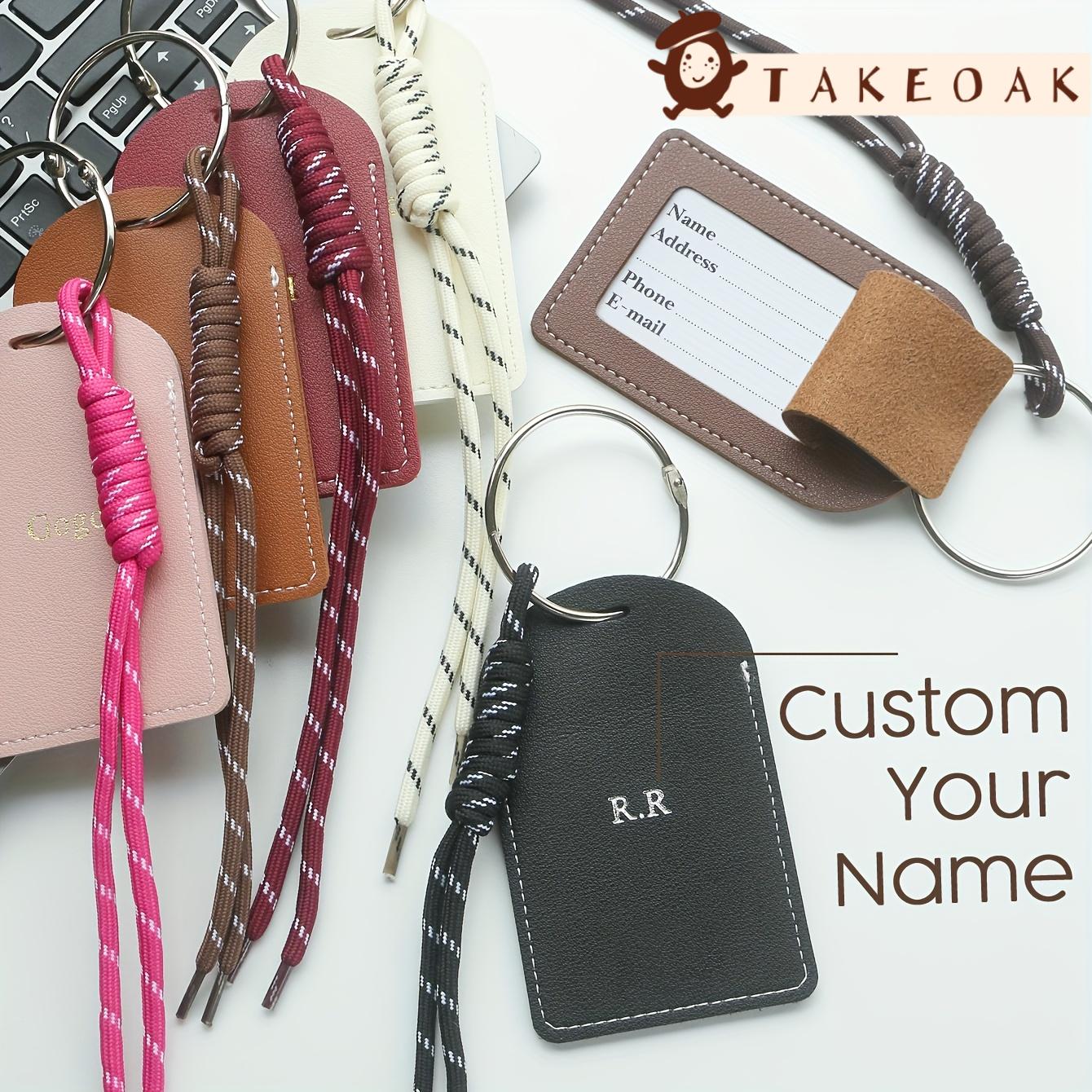 Initial Ring Custom - Gepersonaliseerde lederen bagagelabel met dubbele initialen,