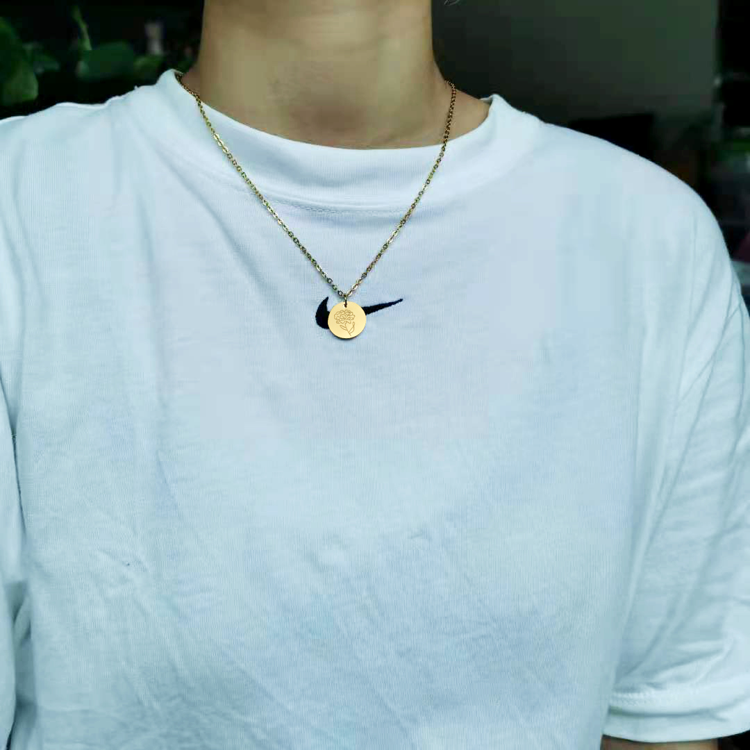 Birth Flower Necklace - Roestvrijstalen geboortemaandbloem choker ketting oorring voor