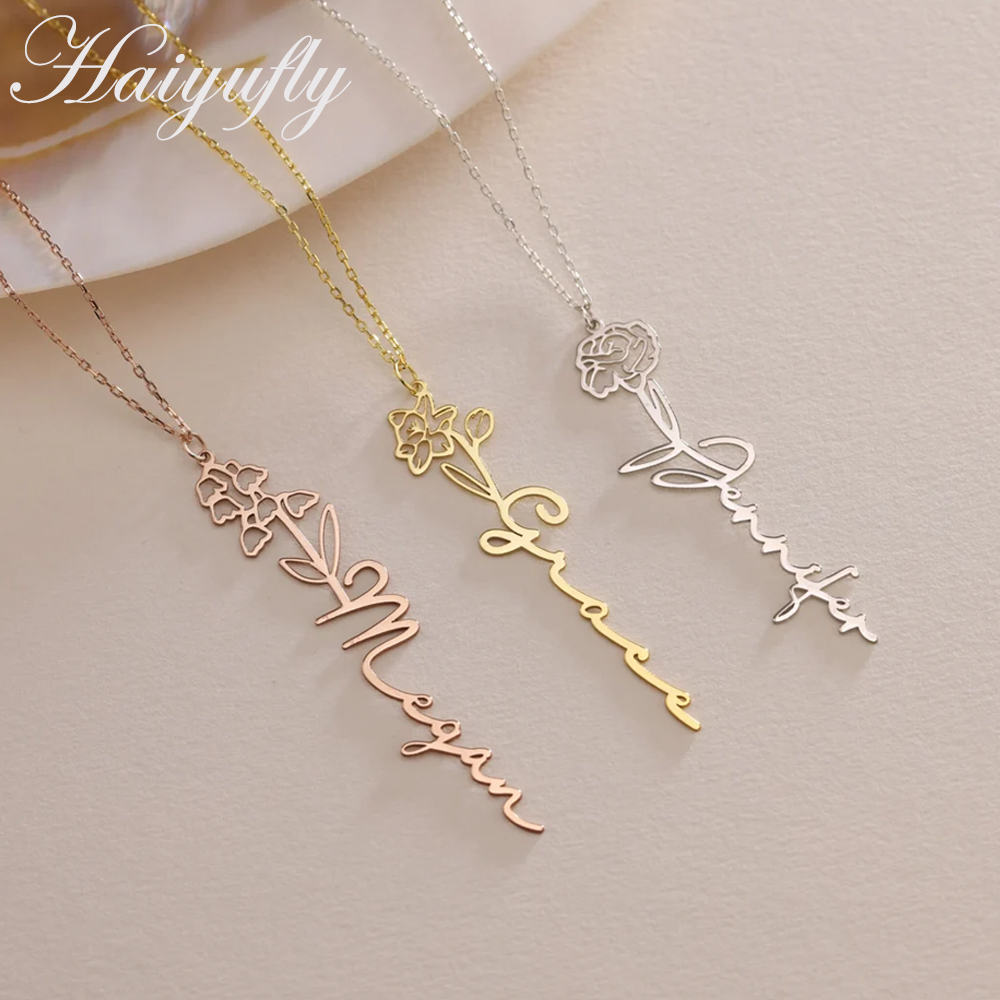 Birth Flower Necklace - Haiyufly Aangepaste Naam Ketting Voor Vrouwen