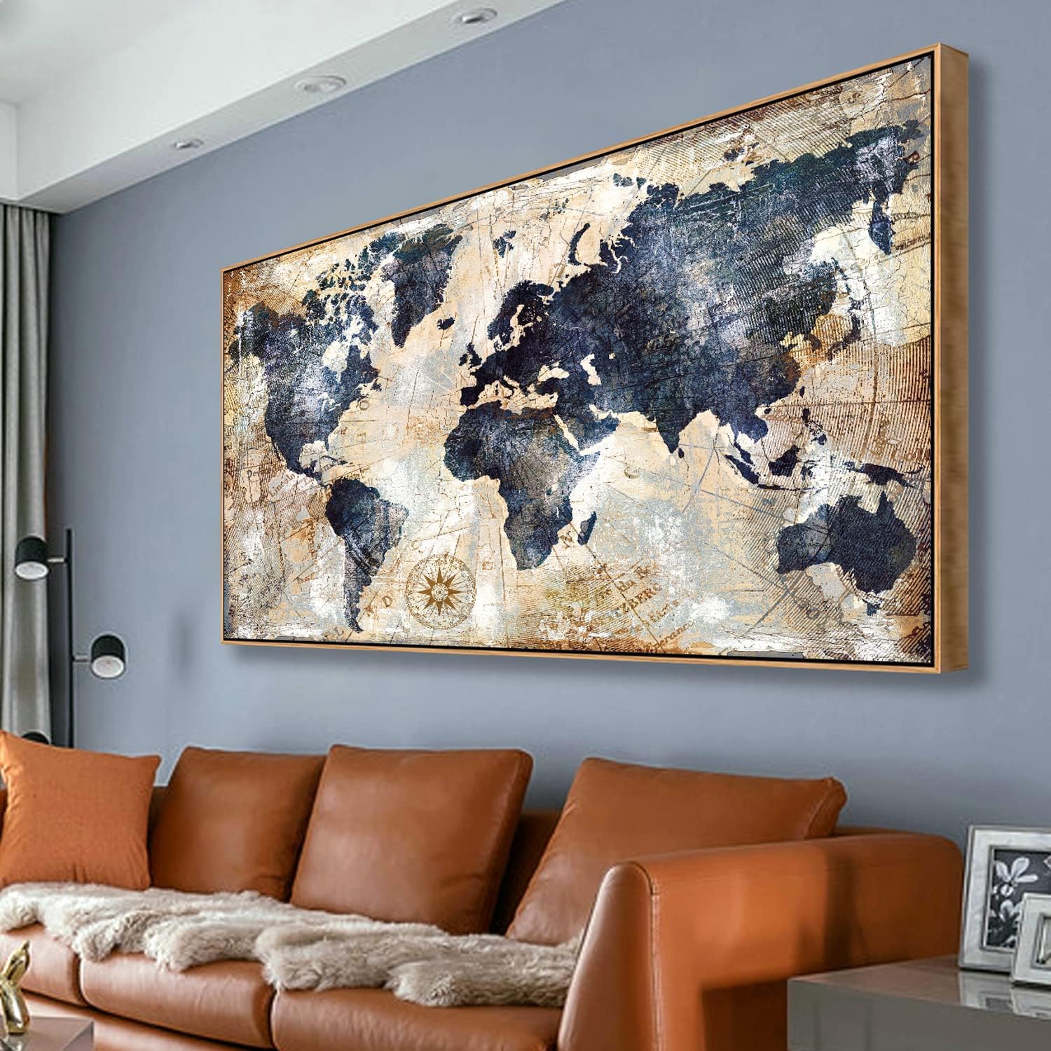 Custom Star Map - Ingelijste Wereldkaart Muurkunst Print Nautische Kaart