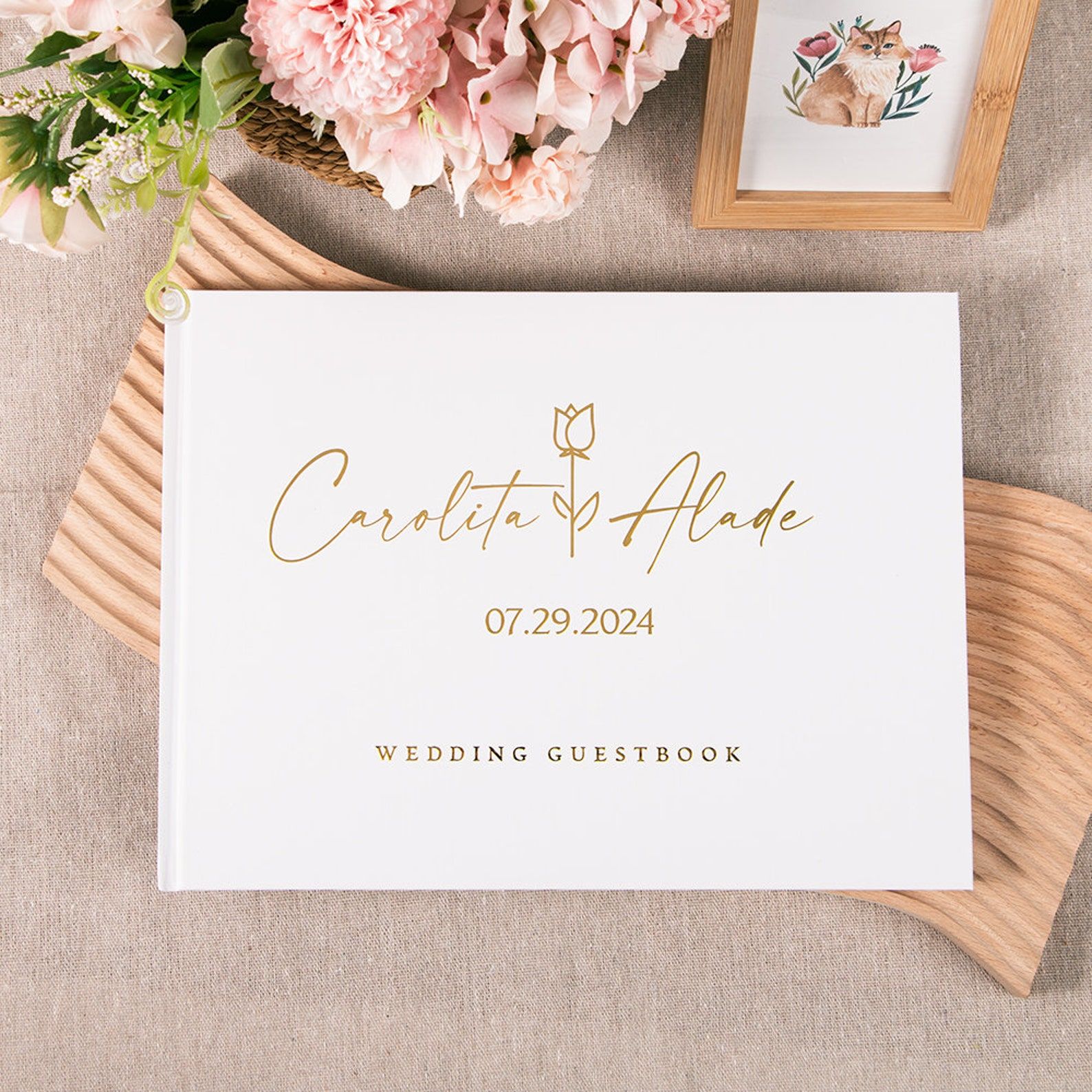 Custom Photo Book - Aangepaste bruiloft gastenboek gepersonaliseerde gastenboek teken