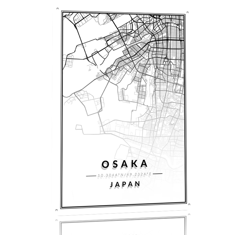 Osaka kaart 3D textuur gedrukt - Custom Map Poster recensie en prijs