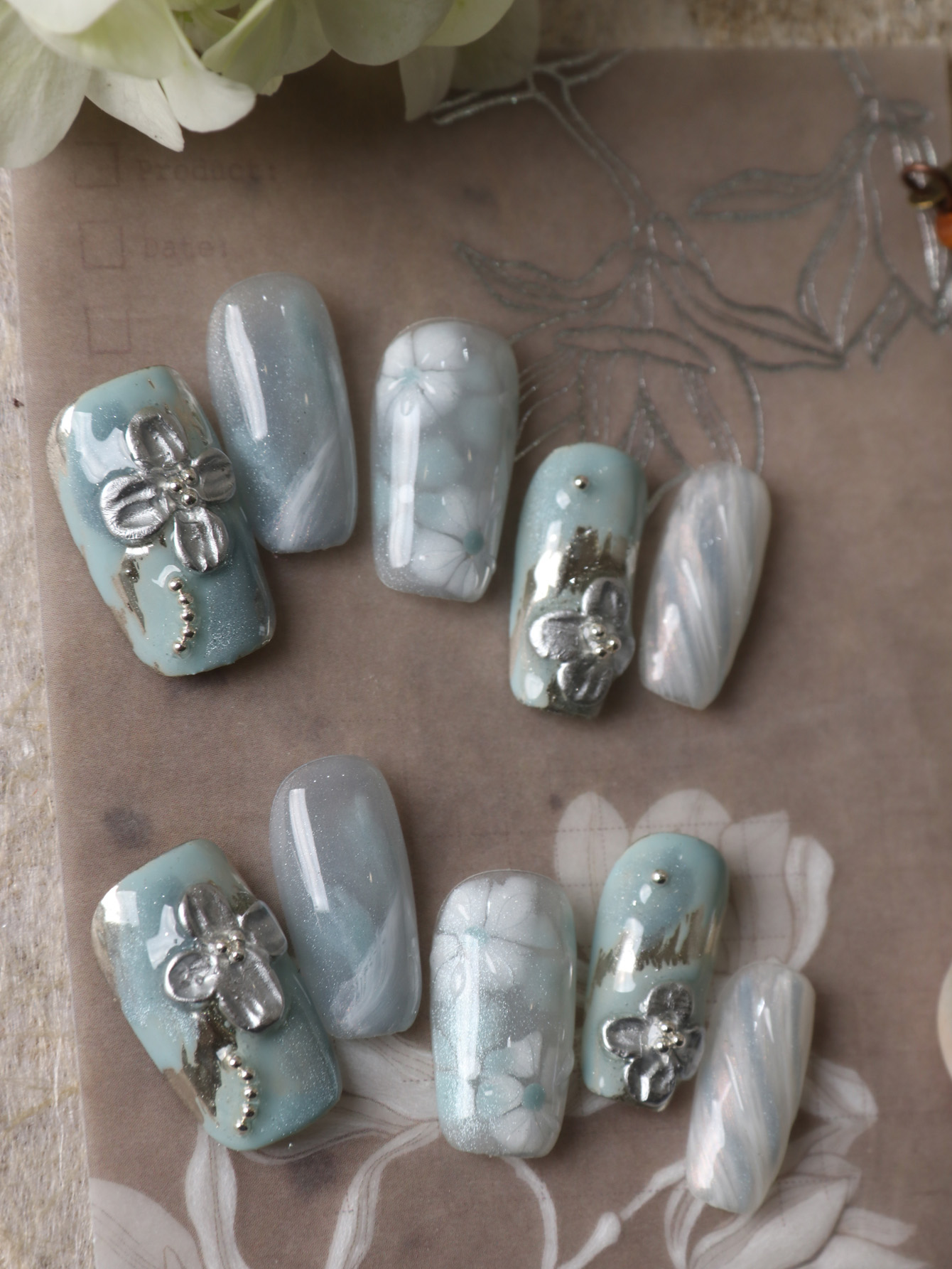 10 stuks opdruknagels blauw wi - Pressed Flower Art recensie en prijs