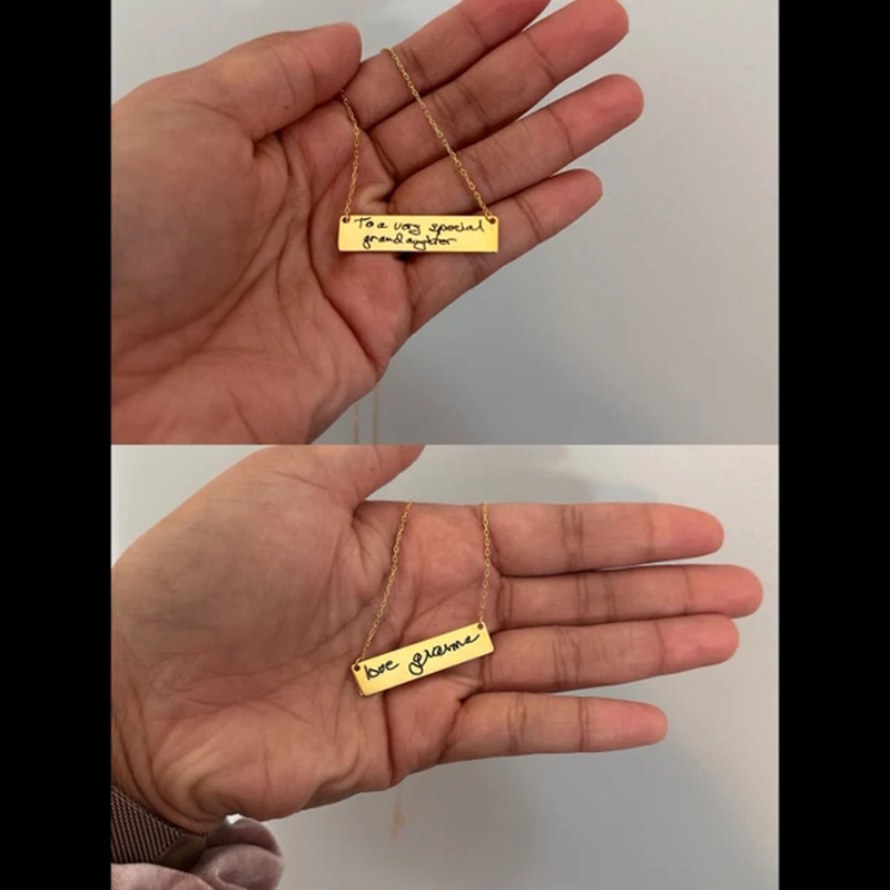 Custom Handschrift Naam Bar Ha - Handwriting Necklace Bar recensie en prijs