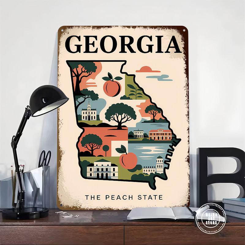 Georgië: De Peach State geïllu - Custom Map Poster recensie en prijs