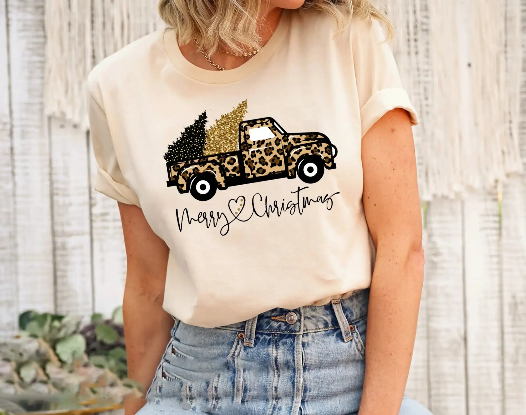 Kersttruck T-shirt Leopard Tre - Family Tree Print recensie en prijs