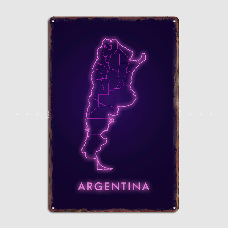 Argentinië Neon Kaart Metalen  - Custom Map Poster recensie en prijs